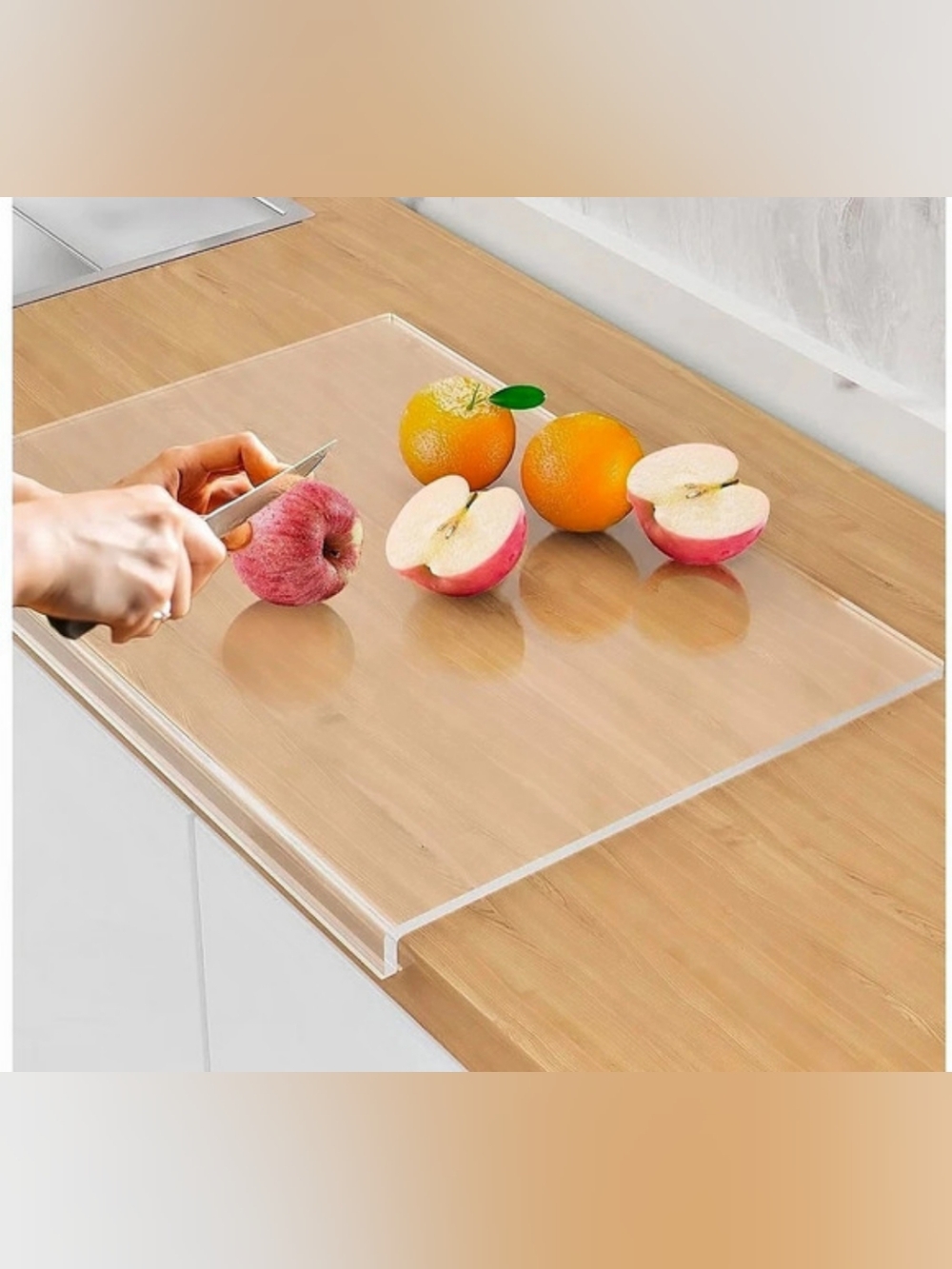 Brand New Clear Acrylic Kitchen Cutting Board with Raised Lip